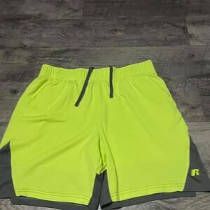 Russell Men's Neon Yellow and Gray Casual Shorts Size Large